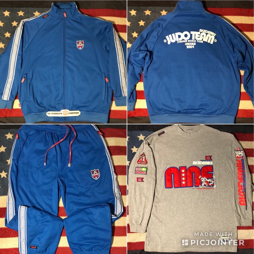 Vintage AKADEMIKS 2004 STADIUM JUDO TOURNAMENT Tracksuit Jacket XL Pants Shirt L